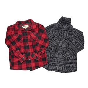Lot of 2 Bailey's PT Fleece Flannel Long Sleeve Design Black Grey Red Sz 4/5 XS